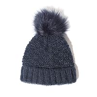 accsa Baby Toddler Girls Boys Winter Knit Beanie Hat Faux Fur Pom Pom Warm Soft Fleece Hat 6-12M Navy