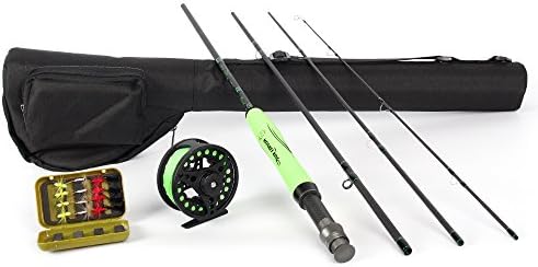 ICEWEI Travel Fly Fishing Rod and Reel Combos 4Piece Fishing Rod Blanks with 5-6wt Fly Fishing Line Weights Trout Salmon Fly Fishing Reels Pole Outfit in Lake Stream