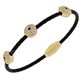 Fashion Alloy Black Twisted Cable White CZ Evil Eye Bangle Bracelet
