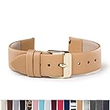 WRISTOLOGY Gold 18mm Womens Easy Interchangeable Watch Band (Sand Tan Brown)
