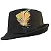 1920s Mens Gatsby Costume Accessories,Manhattan Fedora Hat w/Feather,Vintage Pocket Watch,Suspenders Y-Back Trouser Braces,Pre Tied Bow Tie,Tie (Black-Black)