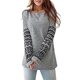 Eshion Women Fleece Blouse Long Sleeve Casual Loose Top T-shirt Caf8