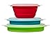 Progressive International CB-20 Storage Bowls with Lids, Set of 3, teal, green and red