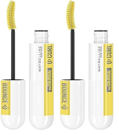 Maybelline Colossal Curl Bounce Mascara, Big Bouncy Curl Volume, Up To 24 Hour Wear, Clump Free, Black (Pack of 2)