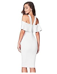 Maketina Vestido de fiesta con tirantes cruzados y hombros descubiertos para mujer