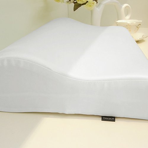 THXSILK 19 Momme Mulberry Silk Pillowcase for Contour Memory Foam Pillow Latex Pillow Cover Cervical Pillow Case, Hypoallergenic Washable (Natural White, 50x30x10/7 CM) - Thumbnail 3