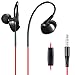 Earbuds with Microphone, In ear Headphones,Noise Cancelling Hi-Fi Strong Bass Sport Earphones for Running Gym(Red)
