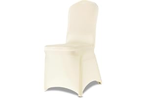LIUJIAYI 100 Pcs Ivory Stretch Chair Covers - Premium Polyester Spandex Slipcovers for Wedding, Party, Banquet, Dining & Event Chairs