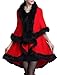 Helan Women's Faux Fox Fur Double Layers Shawl Cloak Cape Coat