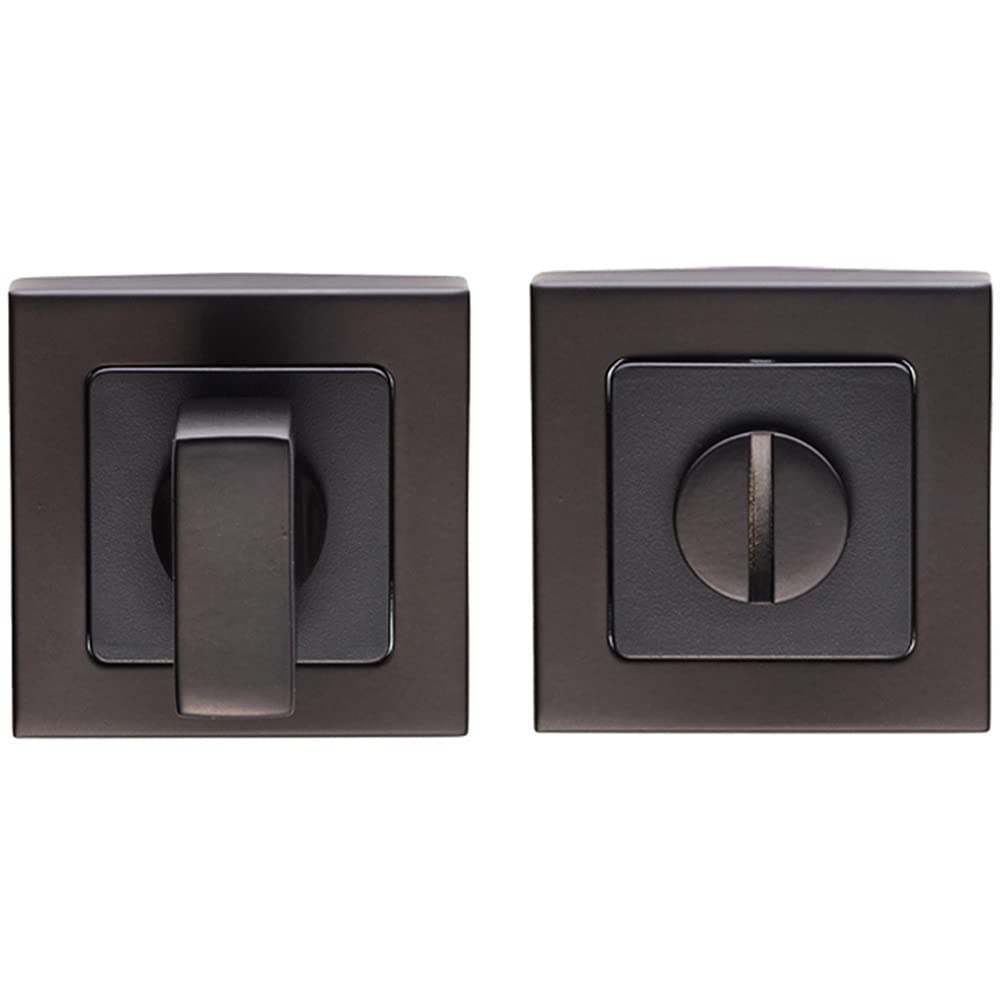 Thumbturn Lock and Release Handle - Concealed Fix Square Rose - Matt Black | Locking Thumb Turn and Release Handle - Screwless Rose - for Use with Lever on Rose Door Handles
