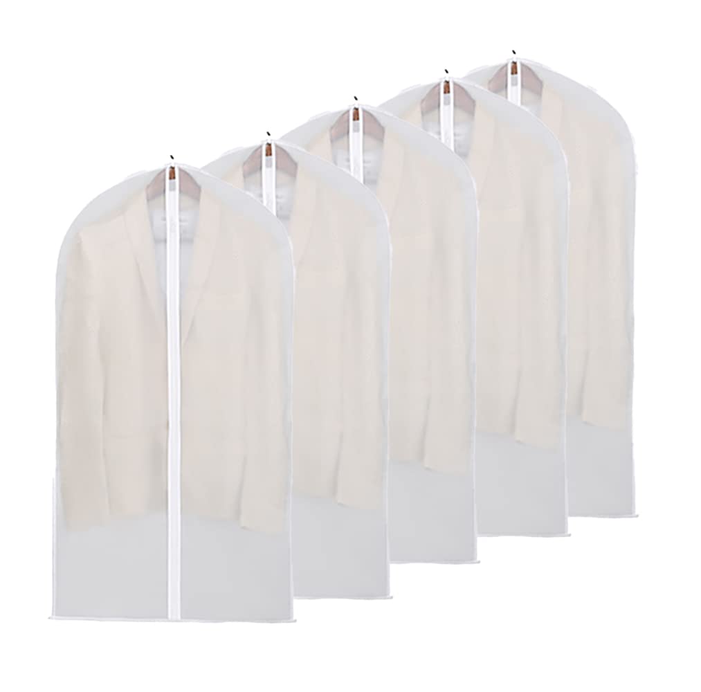 DDGAO Garment Covers Dustproof Clothes Covers Moth Proof Coat Bag with Zip PEVA Translucent Dress Cover Waterproof Anti-mite Breathable Suit Protector 5pcs (60x100cm)