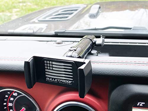 Dash Mount Cell Phone Holder for Jeep Wrangler JL and Gladiator JT (2018+) with Ball Mount for iPhone and Android Smartphone - Features Heavy Duty Carbon Fiber Kevlar Arm (Single Driver Universal)
