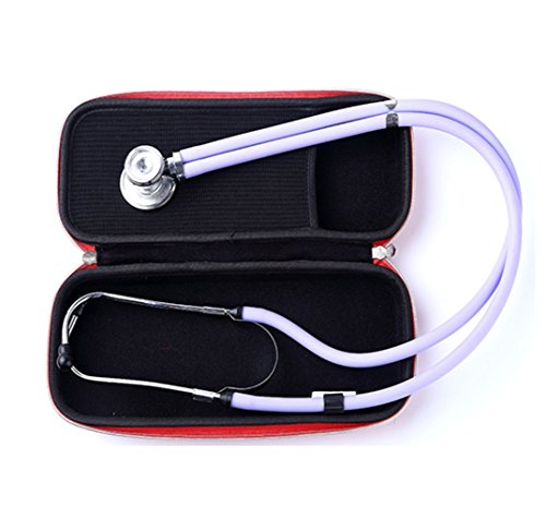 Esimen Carry Case for 3M Littmann Lightweight II S.E. 3M Littmann Classic III 5870 Classic III Stethoscope Travel Bag，Extra Room for Taylor Percussion Reflex Hammer and Reusable LED Penlight (Red) - Thumbnail 2