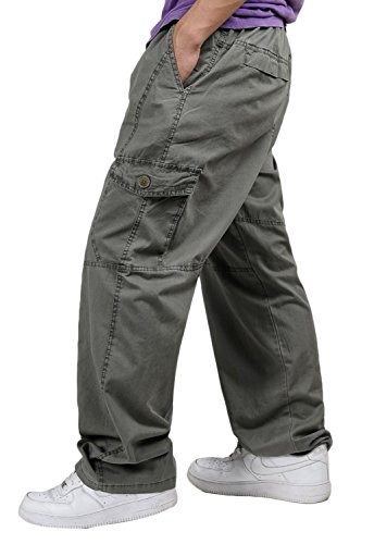 ChicNChic Men's Multi Pockets Relaxed Lightweight Workwear Chef Cargo Pants