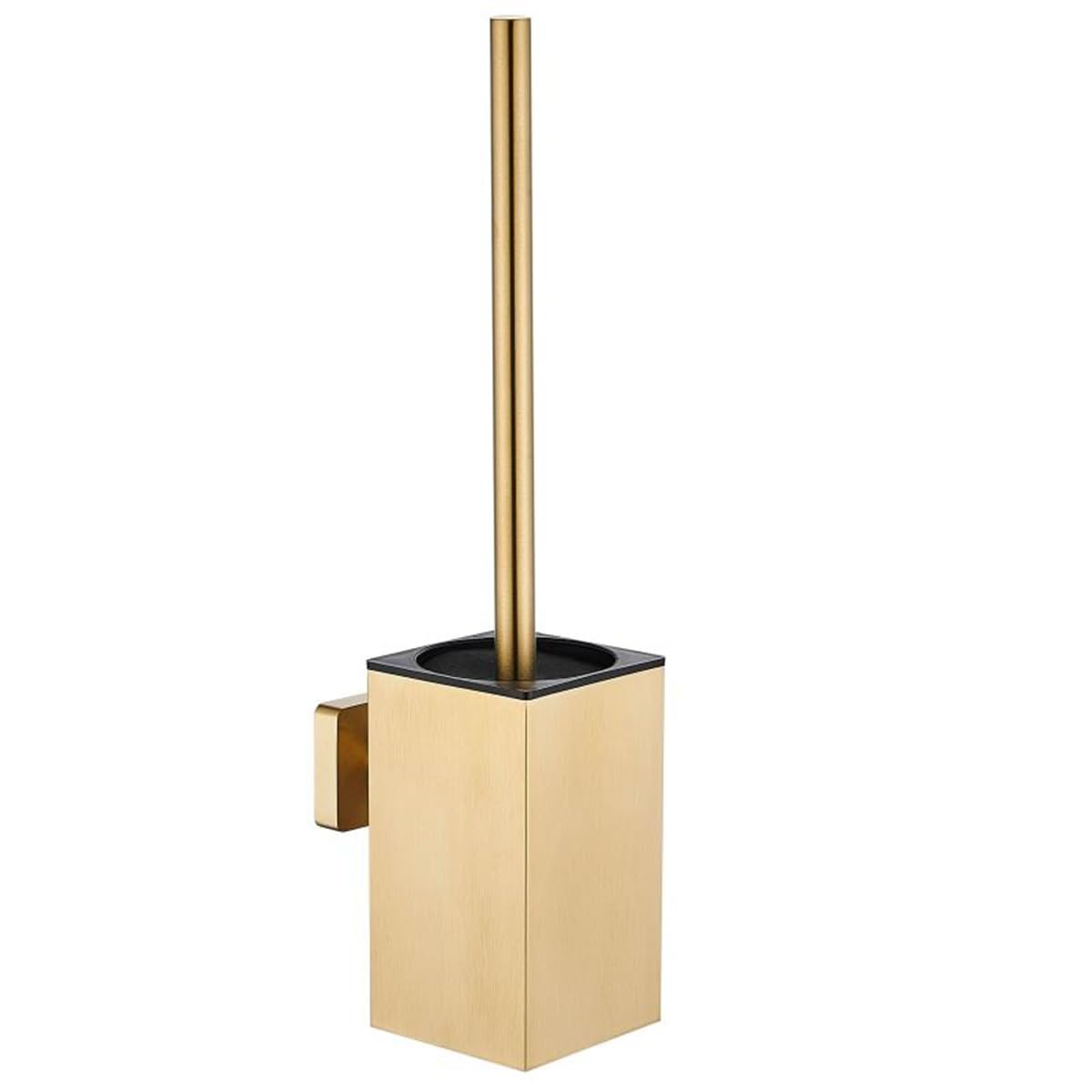 Toilet Brush and Holder Set Wall Mount or Freestanding KWQKEM Modern Toilet Bowl Cleaners Brush and Holder with Lid 304 Stainless Steel (Brushed Gold)