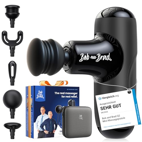 BOB AND BRAD Q2 Mini Massagepistole, Tiefengewebe Percussion Massagegerät mit 5 Aufsätzen & Koffer, Elektrische Massage Gun für Rücken & Beine, Ultra-