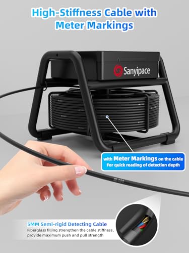 Caméra d'inspection de Drainage, Camera Canalisation 30m avec Enregistrement Vidéo et Audio, Camera HD pour Egout avec Sonde 18mm et Batterie 2100mAh, Endoscope Canalisation avec Carte TF 16 Go