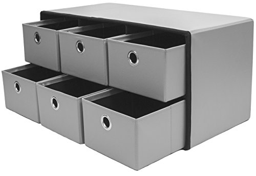 image for Sorbus Storage Ottoman Bench with Drawers – Collapsible Folding Benc