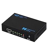 Lebson-Tech Digital 1 in 4 out HDMI Splitter Amplifier Repeater Full HD 1080P 1X4 Port Box Hub with US Adapter v1.4 Powered Certified for 3D Support