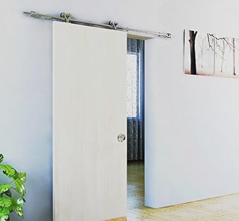 Amazon Stk サテンbrushedステンレススチールsus304モダンバーン木製スライドドアハードウェアトラックキットストレージの 部屋 ランドリールーム マスターバスルーム クローゼット Single Door 6 Feet 10 Mm Stks 09 10 Ss ドア用金物