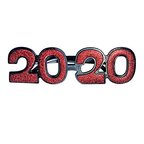 JulysGift 2020 New Year's Glittered Plastic Party Glasses Graduation Celebration Eyeglasses, 6 Count (Glittered-01)