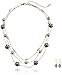 Amazon Essentials Brown Tonal Simulated Pearl Illusion Chain Earrings and Necklace Set, 16