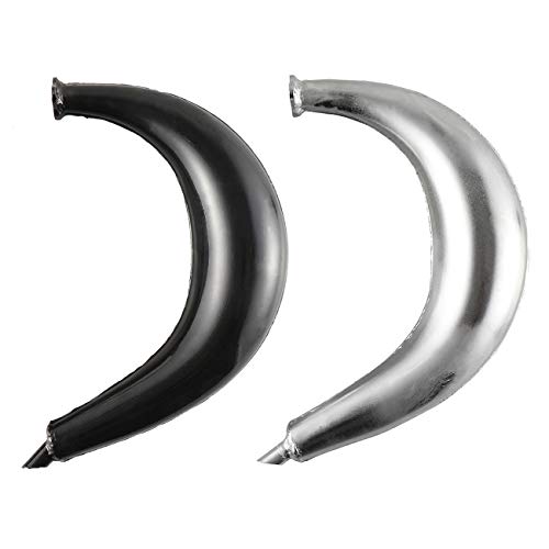 HGC 40mm Half Moon Banana Silencer Muffler Exhaust Pipe Bigger High Performance For 49cc 60cc 66cc 80cc 2-Stroke Engine Motor Motorized Motorised Bicycle Bike Upgrade Black