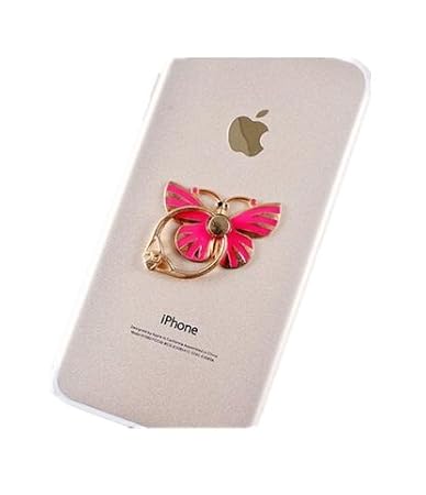 TBOP Ring Buckle Mobile Phone Bracket Creative Metal Diamond Anti-Slip Lazy Stent Universal Female Models Rose Red Butterfly