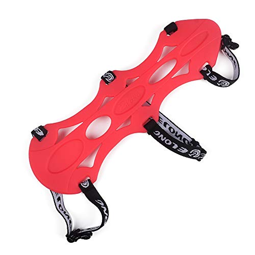 SHENG-RUI 8.5" Armguard Forearm Protective Soft Rubber Adjustable Shooting Archery Bow Range with 3-Strap Buckles(Red)