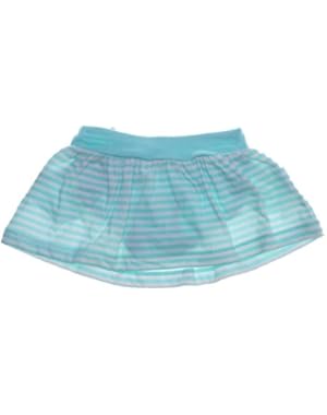 Girl's Striped Scooter Skirt With Side Pockets: Turquoise (6M)