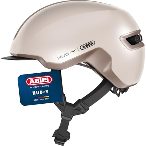 ABUS Urban Helm HUD-Y - mit magnetischem, aufladbarem LED-Rücklicht & Magnetverschluss - cooler Fahrradhelm für den Alltag - für Damen und Herren - Be