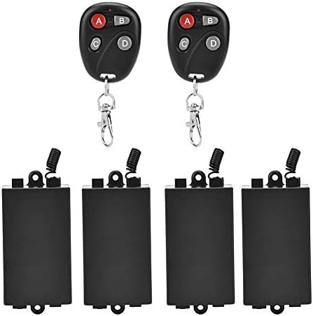 Wireless RF Switch,1CH RF Wireless Remote Control Switch Receiver Relay Switch 4 Receivers+ 2 Transmitters 220V