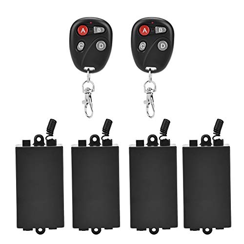 Wireless RF Switch,1CH RF Wireless Remote Control Switch Receiver Relay Switch 4 Receivers+ 2 Transmitters 220V