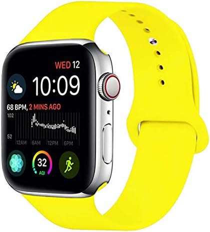 for Watch Band 38mm 40mm, MOOLLY Soft Silicone Watch Strap Replacement Sport Band for Apple Watch Band Series 4 Series 3 Series 2 Series 1 Sport & Edition (38mm 40mm S/M, Yellow)