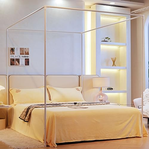Photo 1 of AIKASY Premium Canopy Bed Frame Post for Queen Size Beds, Enhanced Metal Poles, Four Corner Bed Brackets, Ideal for Metal and Wood Bed Frames, Bedroom Decor Upgrade ?White, Queen?