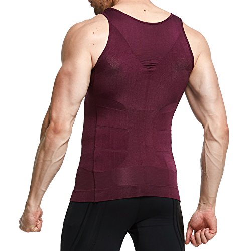 GKVK Mens Slimming Body Shaper Vest Shirt Abs Abdomen Slim, Purple, XL(chest size 106cm-110cm/42inches-44inches) - Thumbnail 6