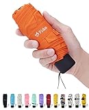 Fidus Ultra light Mini Compact Travel Umbrella – Windproof Portable Parasol Sun & Rain Outdoor Golf Umbrella With 95% UV Protection for Women Men Kids-orange