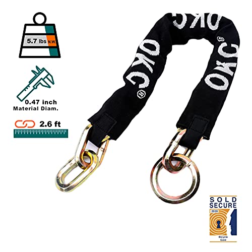 OKG Maximum Heavy Duty Security Chain and Lock Bike Chain 2.6 Foot x 15