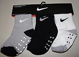 Nike Toddler Baby Non-Slip Socks 3 Pairs Size 12-24 Months Black, White/Grey & Grey/Black