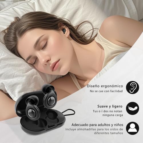 2026 Nuevo Tapones Oídos Ruido Dormir, 48dB tapones reutilizables ultra suaves que reducen el ruido, Silicona flexible, 4 tipos y tamaños XS/S/M/L | para dormir, concentrarse o viajar- Negro