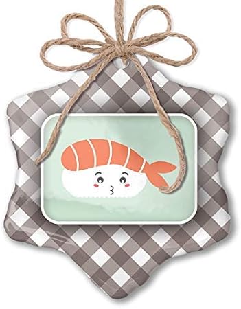 Immagini Natalizie Kawaii.Wsmbdxhj Sushi Ebi Nigiri Gamberetti Carini Cibo Giapponese Kawaii Con Viso Grigio Bianco Nero Plaid Decorazioni Di Natale In Ceramica Per La Casa Decorazioni Natalizie Novita Amazon It Casa E Cucina