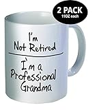 Pack of 2 - I'm not retired. I'm a professional grandma - 11OZ ceramic coffee mugs - Best funny and inspirational gift