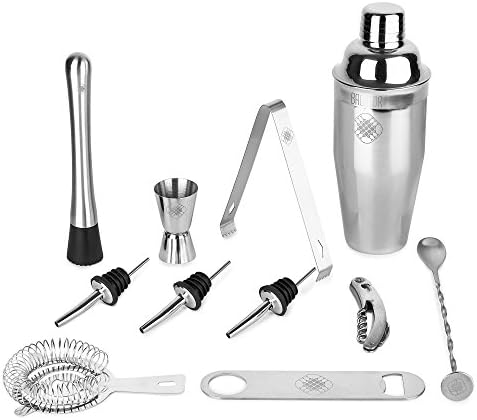 Bagator 11-Piece Bar Set - Includes Bar Supplies and Tools for Professional Drink Mixing + Stylish Tube Case for Storage – Ideal for Bar, Restaurant or Home
