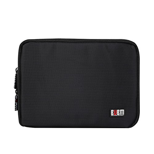 BUBM Double Layer Electronic Accessories Organizer, Travel Gadget Carry Bag, Perfect Size Fit for iPad Mini (Medium, Black) Office Products, Office Electronics, Electronic Organizers