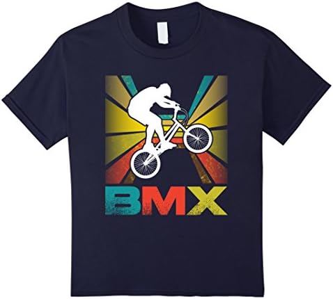 Kids BMX Shirt Vintage Style American Retro Shirt USA BMX Rider 12 Navy