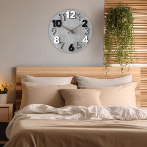 Stellarize Wall Clock Without Ticking Noises Modern Wooden 3D Kitchen Clock for Living Room Children's Room Office (30 cm)