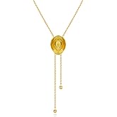 IQIC Cowgirl Bolo Tie Necklace for Women Gold Hat Cowboy Bolo Necklace Dainty Western Necktie Lariat Necklaces Adjustable Long Chain Y Necklaces Trendy Country Jewelry Gift