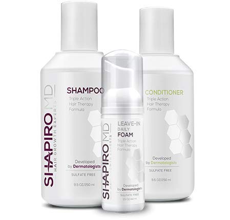 Shapiro MD Patented Hair Kit for Thicker, Fuller, Healthier Hair - Including Shampoo, Conditioner, and Leave-In Daily Foam (1 Month)