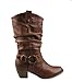 REFRESH Women Wild-02 Western Style Cowboy Boots,Tan,8.5