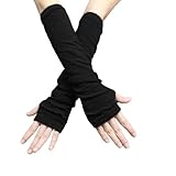 Unisex Classic Fashion Stretch Fingerless Arm Warmmer Oversleeve Black